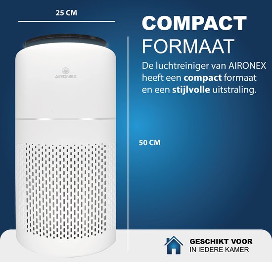 Aironex Luftreiniger mit HEPA-Filter - 40 m2 - Geeignet für Wohnzimmer, Schlafzimmer, Büro, Babyzimmer- Luftqualitätsanzeige- Wirkt gegen Staubmilben, Heuschnupfen, Allergien, Staub- Entfernt 99,97%- Luftreiniger - Luftreiniger