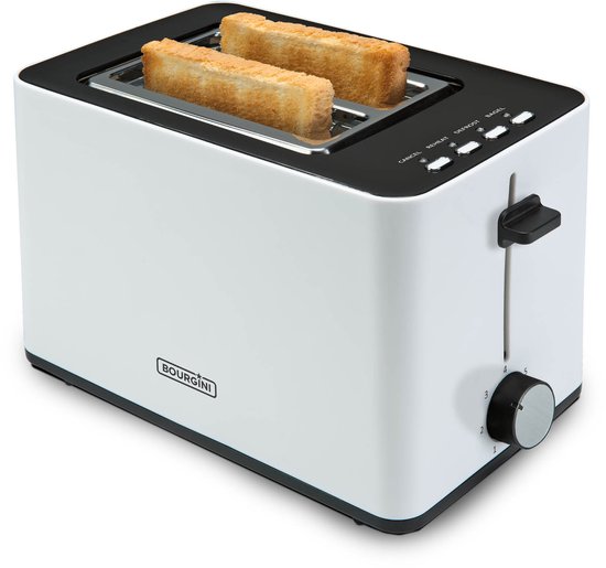 Bourgini Tosti-Toaster mit Bagel-Funktion – Toaster mit Toastklammern – Weiß, mattes Finish – Extra breiter Schlitz, geeignet für 2 Tostis