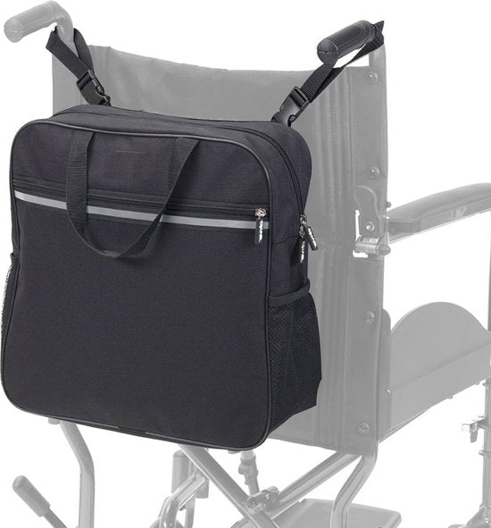 Alyze Rollstuhltasche mit Reflexionsstreifen - Wasserdicht -Große Aufbewahrungstasche - Geeignet für Rollstuhl, Scooter & Rollator - schwarz - Rollstuhlzubehör