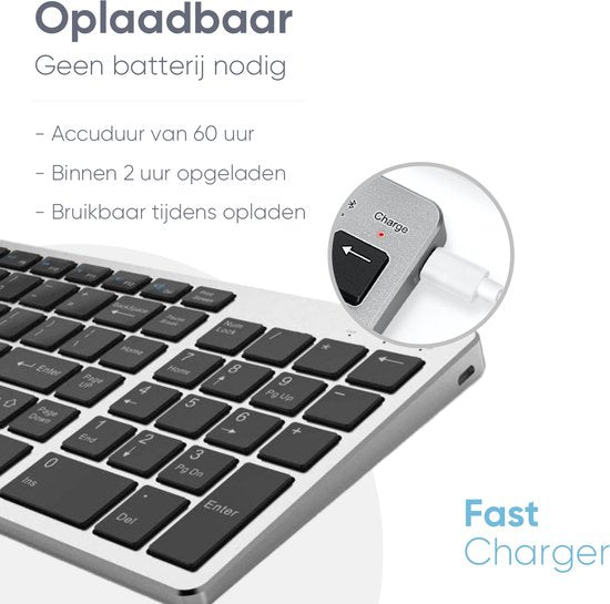 Trendfield Tastatur und Maus Wireless - Bluetooth-Tastatur - Leise Tasten - Wiederaufladbar - Qwerty - Space Grau