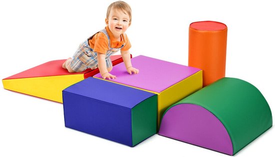 Costway Costway 5 Stück Schaumstoff-Bauklötze Kleinkind - farbenfroh