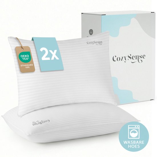 CozySense® Kopfkissen - 2er Set - 50x70 CM - Schlafkissen mit Memory Foam - anpassbare Füllung & abnehmbarer Bezug aus 100% Baumwolle - Kopfkissen - für Seiten-, Bauch- und Rückenschläfer