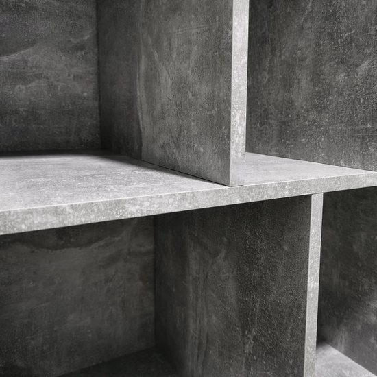 LP-Schallplattenschrank - Plattenschrank - Aufbewahrung von LP-Schallplatten - Bücherregal - 8 Fächer - graue Betonoptik