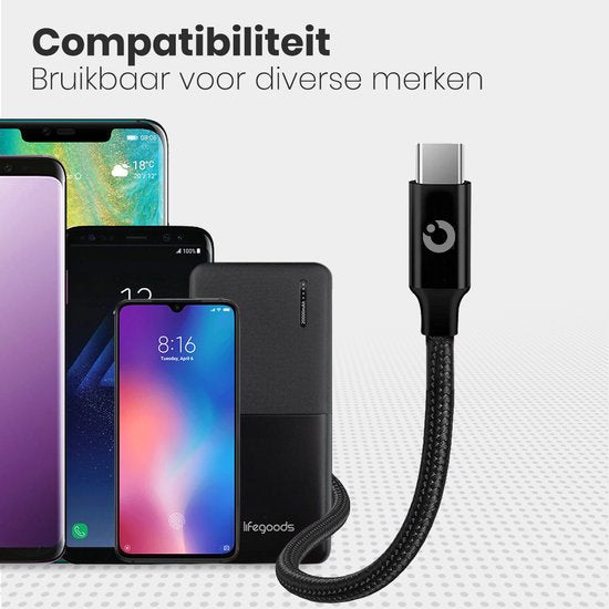 Auronic USB-C Kabel - 2M - 2.4A - USB C zu USB-A - Geflochtenes Nylon - Schwarz