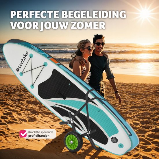 tectake Transportwagen faltbar für Surfbrett- für Stand-up Paddling Board- Kanuboot oder aufblasbares Kajak- Trolley - Buggy für SUP- Surfbrett