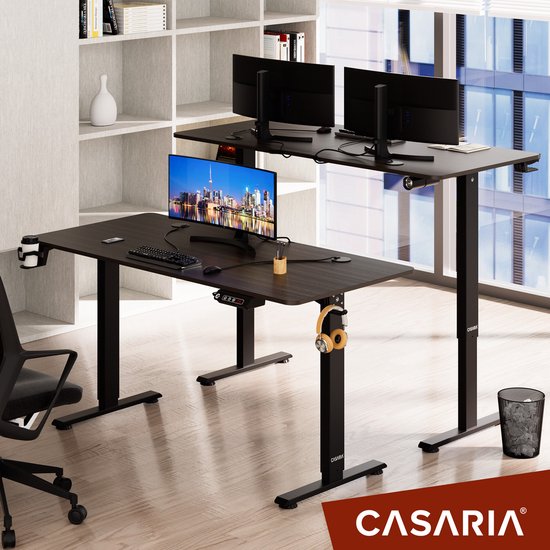 Casaria Sitz-Steh-Schreibtisch - Höhenverstellbar Elektrisch - 140x60cm Braun