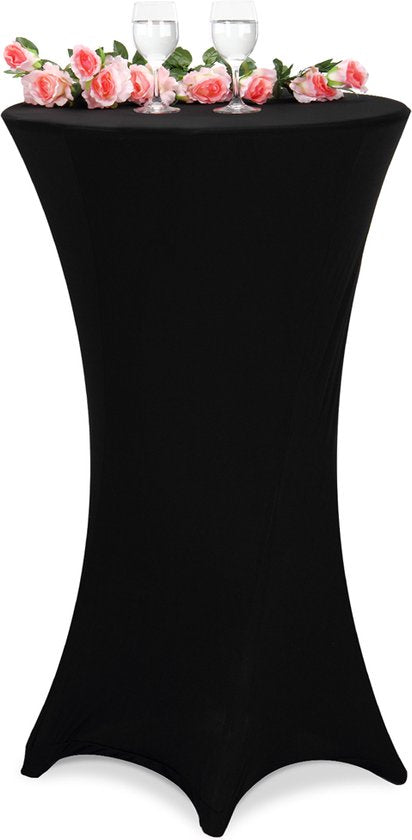 Deuba Bartable Rock Tischtuch Stretch 30°C Waschbar Ø 60 cm Schwarz