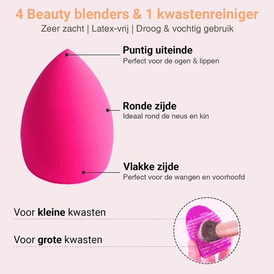Bestope Make up Pinsel Set mit Beauty Blenders 16 Stück - Pinselset - Pinselreiniger - Pinsel - Rose Gold