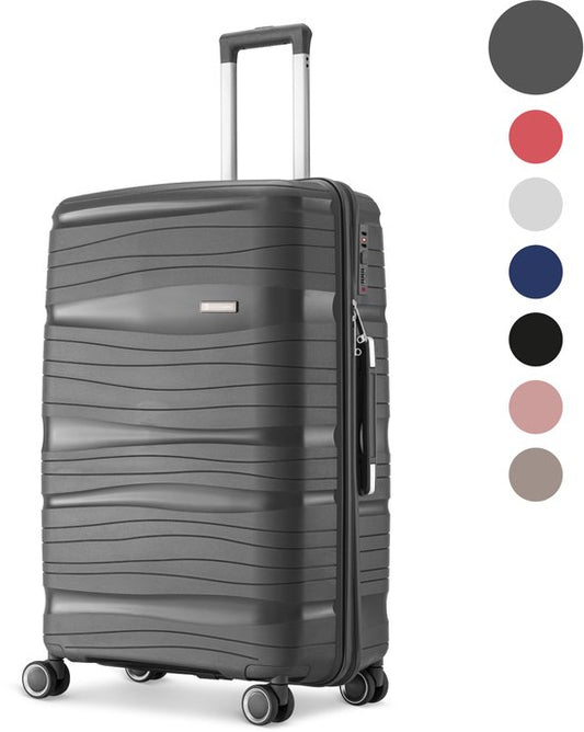 SKYCASES Travelin' Charm - 24-inch Medium Reisekoffer - Zahlenschloss - 41x24x69 cm - 68L - Leicht, Wasserdicht & Langlebig - Anthrazit V2