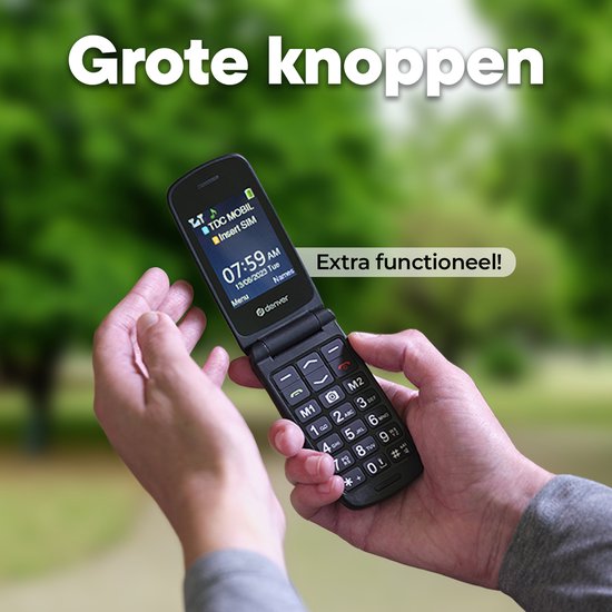 Denver Seniorenhandy 4G - Große Tasten - SOS-Taste - Ladestation - GSM - Simlock-free - Bluetooth - BAS24600L