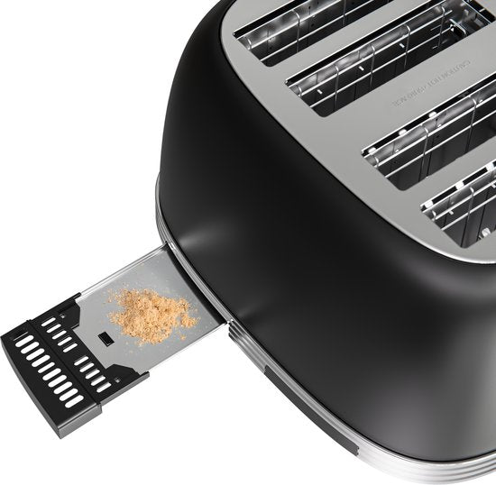 KitchenBrothers Retro-Toaster - Toaster - 6 Heizstufen - 4 extra breite Schlitze - 815W - Schwarz