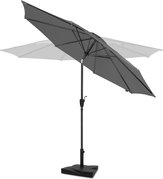 VONROC Premium Stick Sonnenschirm Recanati Ø300cm - Inkl. Sonnenschirmfuß & Schutzhülle - Runder Sonnenschirm - Neigbar - UV-beständiges Tuch - Grau