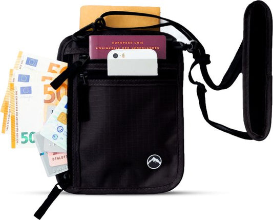Green Berg Neck Purse - Passport Purse - Reisepasshalter mit RFID-Blockierung - Reisegeldbörse - Reisesafe - Reisegeldbörse für Damen und Herren - Schwarz