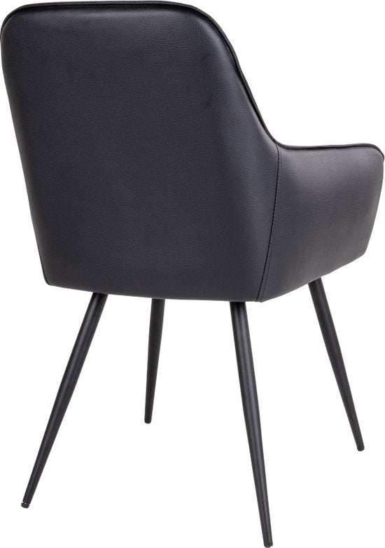 House Nordic Harbo Esszimmerstuhl Vegan Leder Schwarz - Set von 2