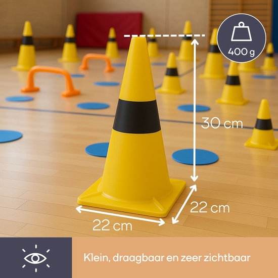 Perel Absperrkegel, zur Abgrenzung von Bereichen, schwarz/gelb, für den Freizeitbereich, 30 cm