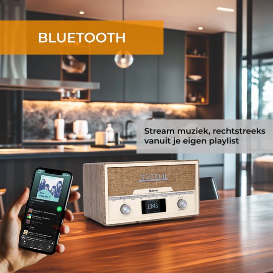 Denver Radio - DAB/CD-Player - Bluetooth - 20 Speicherplätze - FM / AUX - Holz
