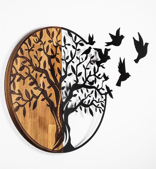 Heimdekoration - Dekoratives Wandaccessoire aus Holz Schwarzer Nussbaum - Schönes Wohnaccessoire - Maße 92x3x71cm