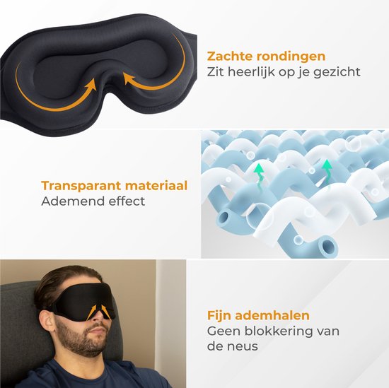 Nuvance - Verstellbare Schlafmaske - 100% Verdunkelung - Atmungsaktiver Memory Foam - für Männer, Frauen und Kinder - Augenmaske Schlaf