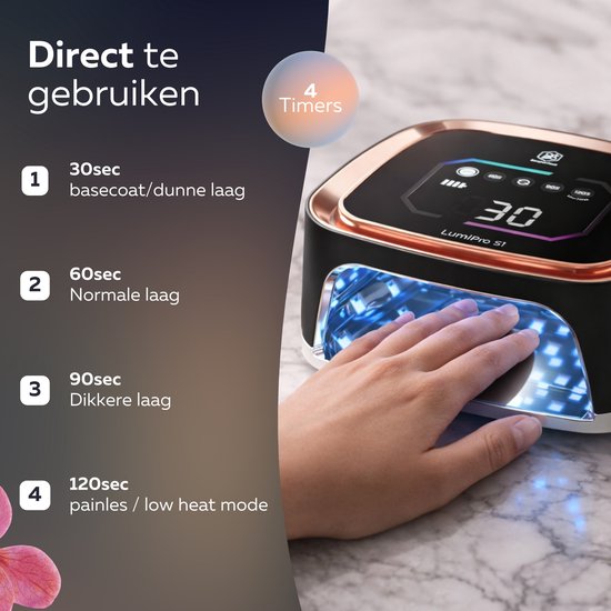 Beeperfect® UV-Lampe Gel-Nägel - Nagellampe - Nagellampe UV Led - Nageltrockner - Kabellos - Reflektierende Innenseite - Rose Gold