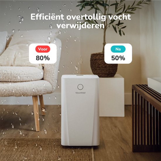 Bloomfold Luftentfeuchter - 10L pro Tag - Wohnzimmer, Schlafzimmer, Keller & Badezimmer - Luftentfeuchter - Weiß