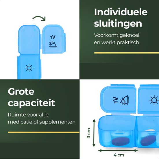 Gandria Pillenbox 7 Tage - Herausnehmbare Pillenbox - Medizinbox mit 21 Fächern - Medizinbox mit stabilem Verschluss - 3 Fächer pro Tag