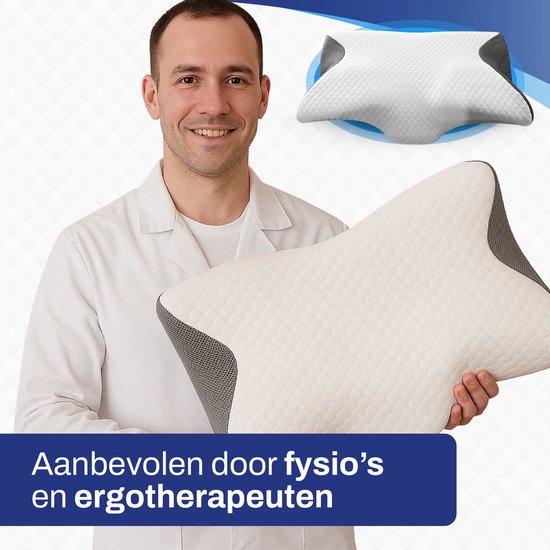 Sleeptight Schmetterlingskissen - Orthopädisches Kissen gegen Nackenschmerzen - Ergonomisches Anti-Schnarch-Kissen - Gedächtnisschaum Apnoe-Kissen - 65x35x13cm