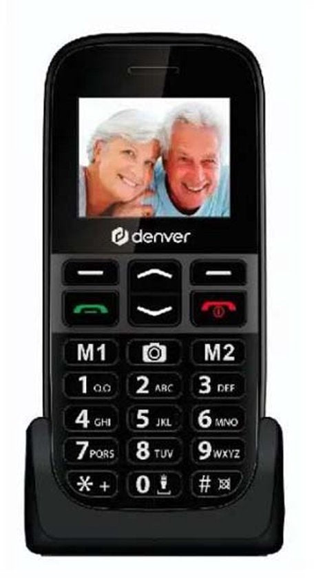 Denver Seniorenhandy 4G - Große Tasten - SOS-Taste - Smartphone-freies Aufwachsen - Ladestation - GSM - Full NL und FR - BAS18600L