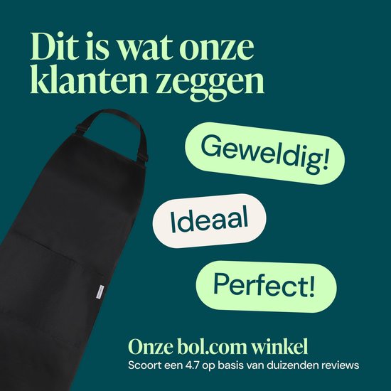 Castagnola Küchenschürze - Wasser- und schmutzabweisend - Professionelle Kochschürze - Schürze für Frauen und Männer - Catering-Schürze - Unisex - Verstellbare Schnalle - Extra große Fächer - Schwarz