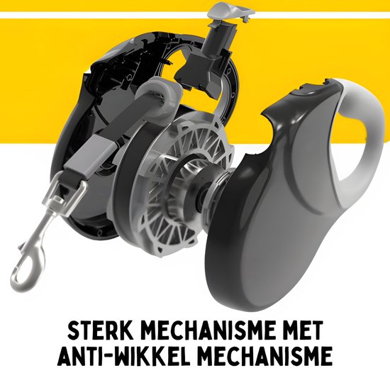 By Cee Cee Hundeleine 8 Meter - Leine für Hunde bis 50KG - Schwarz - Reflektierende Leine - Stabiles robustes Material - Reibungsloses Auf- und Abwickeln