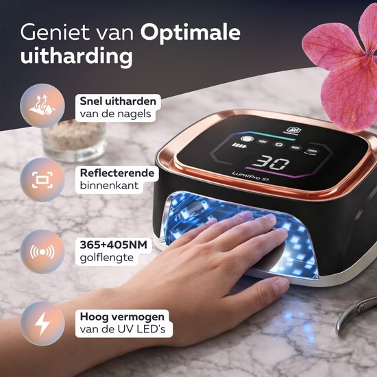 Beeperfect® UV-Lampe Gel-Nägel - Nagellampe - Nagellampe UV Led - Nageltrockner - Kabellos - Reflektierende Innenseite - Rose Gold