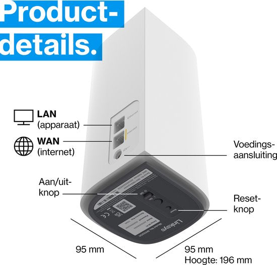 Linksys Velop Pro WiFi 6E Mesh Router - Dual-Band - Bis 5,4 Gbit/s - 275 m² Abdeckung - WPA3 - 3er-Pack - Weiß