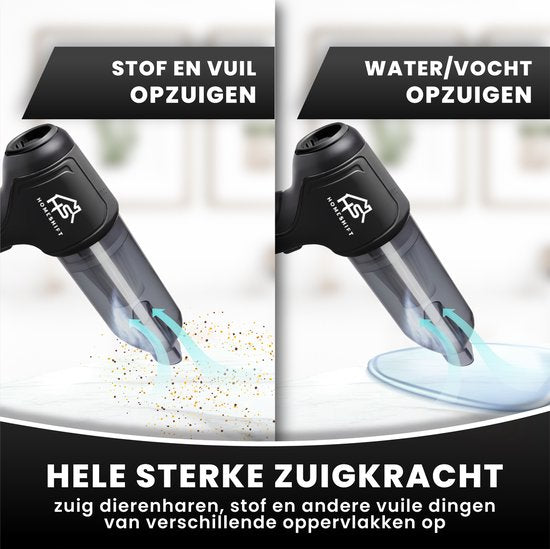 HomeShift® Autostaubsauger Cordless V2 - Krümelsauger - Handstaubsauger - Kleinstaubsauger - Schnurloser Staubsauger - Air Duster - Nass & Trocken - Schwarz