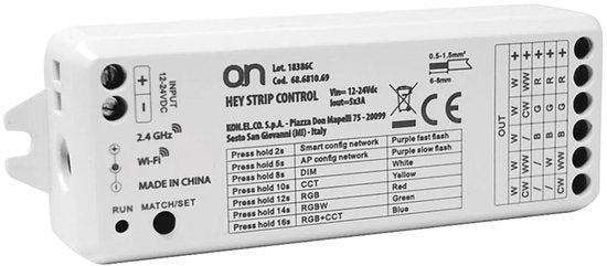 HeySmart WiFi LED-Strip Controller, einfarbig, RGB, RGBW, CCT, für 12 24 V LED-Strips, App-Steuerung, Sprachsteuerung Alexa, Google Home, RF-Fernbedienung, Timer, Memory-Funktion 4 Zonen