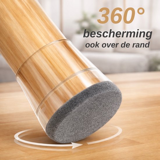 Vaive Stuhlfußschutz, rund, mit Filz – 24 Stück – Stuhlfußkappen Ø 24–30 mm – Bodenschutz für Stühle – Grau