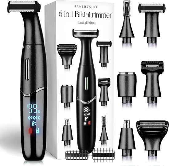 6-in-1 Bikini-Trimmer - Sansbeauté® - Gesicht - Achseln - Beine - Bikinizone - Augenbrauentrimmer - Gesichtshaarentfernung Damen - Intimzone - Ladyshaves Bikini - Epilierer elektrisch