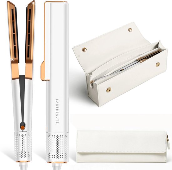 Sansbeauté® Sanstraight Straightener Wet-to-Dry mit Reiseetui - 2 in 1 - Haartrockner & Haarglätter - Coldshot - 80℃ bis 140℃ - Haarstraffer - Haarglätter - Lisseur Cheveux - Alternativer Dampfstraffer
