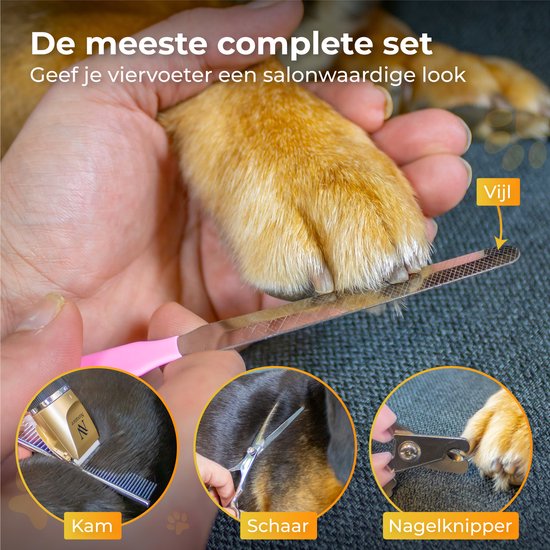 Nuvance - Hundeschermaschine - Set - Geräuschlos - Kabellos - für Hund & Katze - Professioneller Hundetrimmer