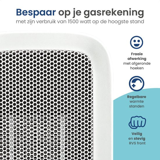 Gologi Heizlüfter mit Thermostat - Elektroherd - Heizung - Heizgerät - Mit App und Touch Control - 1500W