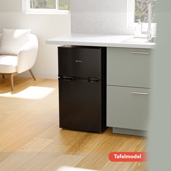 KitchenBrothers Kühlschrank - 61L Kühlfach - 24L Gefrierfach - Eisfach - Frigo - Freistehend - Schwarz