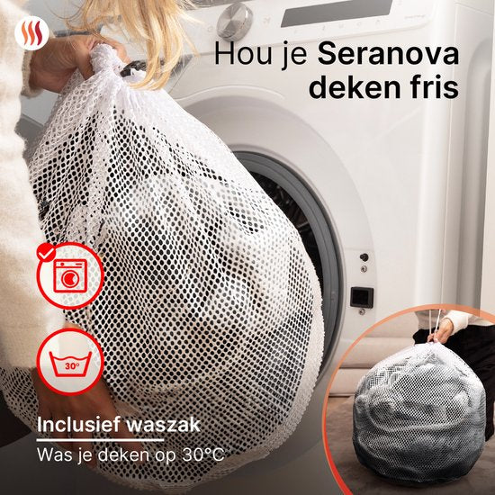 Seranova Heizdecke XXL - Extra Wärmedrähte - Gestreiftes Modell - 180x160 cm - Wärmedecke für 2 Personen - Doppelseitiges Vlies - Grau