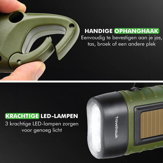 Travelhawk Rückspulbare Taschenlampe - Led Pinch Cat mit Dynamo - Manuell ohne Batterie aufladbar - Notfallset