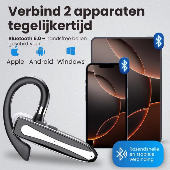Otiume Wireless Headset PRO - Geräuschunterdrückung - inkl. Ladekoffer - Bluetooth 5.3 - Bluetooth Headset - Freisprecheinrichtung Auto - Ohrhörer Wireless mit Mikrofon