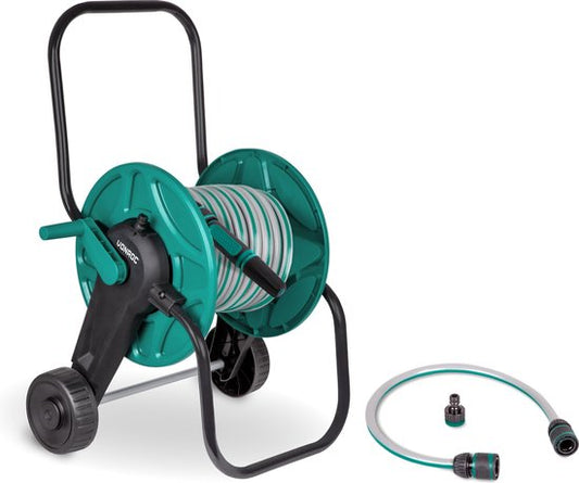 VONROC Schlauchwagen-Set - Inkl. 20m Gartenschlauch, Premium-Zapfpistole, Schlauchverbinder, Verbindungsschlauch & Wasserhahnanschluss