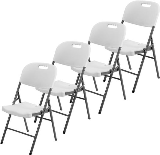 Brixy Klappstühle - 4er-Set - Klappstuhl-Set - Heavy Duty - Wetterfest - Klappstühle - 47 x 54 x 87 CM - Weiß