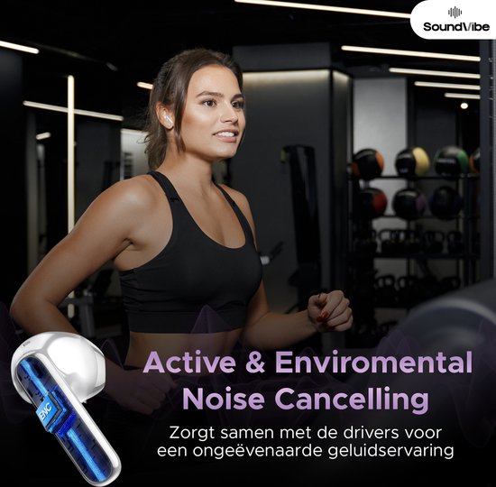 SoundVibe® - Kabellose Kopfhörer mit Geräuschunterdrückung - Weiß - Bluetooth-Kopfhörer - Kopfhörer mit Geräuschunterdrückung - Kabellose Kopfhörer - Kabellose Kopfhörer