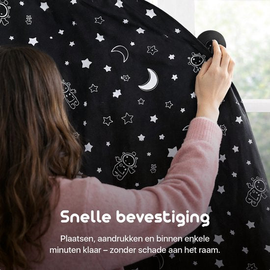 Lunae Tragbarer Verdunkelungsvorhang mit Saugnäpfen – 200 x 130 cm – Verdunkelungsstoff in Schwarz – 100 % lichtundurchlässiger Blackout-Vorhang – Alternative zu verdunkelnder Fensterfolie – Verdunkelungsvorhänge