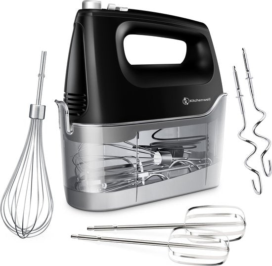 Kitchenwell - Handrührgerät - 6 Geschwindigkeiten und Turbofunktion - 400W - Schwarz