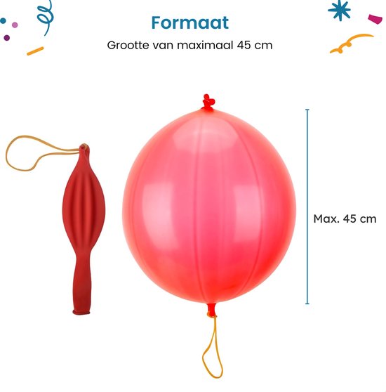Partizzle 36x bunte Latex-Luftballons - Großer Hüpfballon - Riesen-Box-Ballon-Geschenke - Grabbelton Treat Gifts - Für Kinder & Kleinkinder - XL / 45 cm