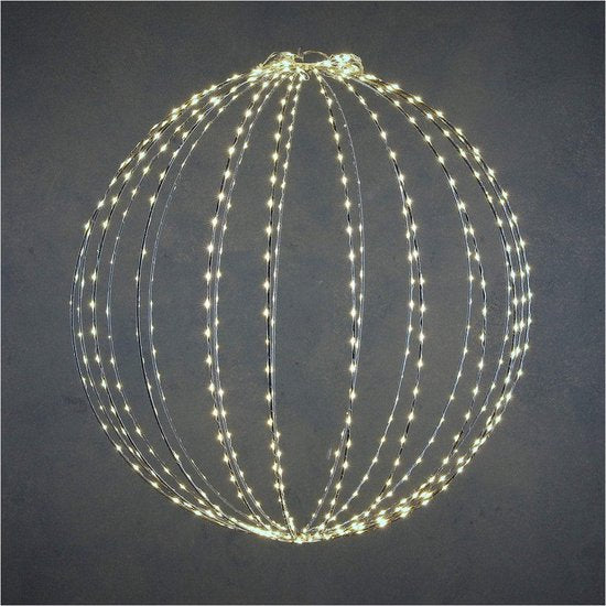 Luca Lighting Weihnachtslichtkugel mit klassisch weißen LED-Lichtern - Ø40 cm - Silber