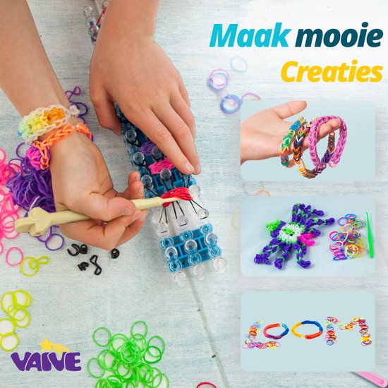VAIVE Loom Straps Deluxe Starter Kit mit Loom Board - Loom Straps Starter Kit - Crafting Girls - For Kids - Craft Box